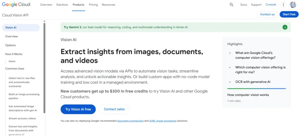Google Cloud Vision A