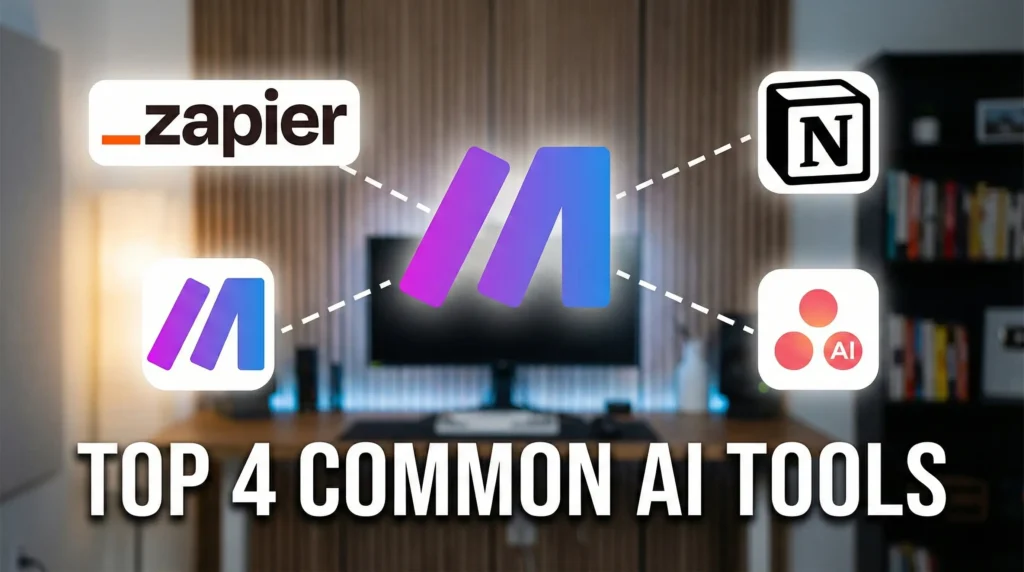 top 4 common ai tools (zapier notion make asana)