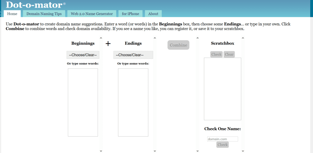 Dot-o-mator: Domain Name Generator