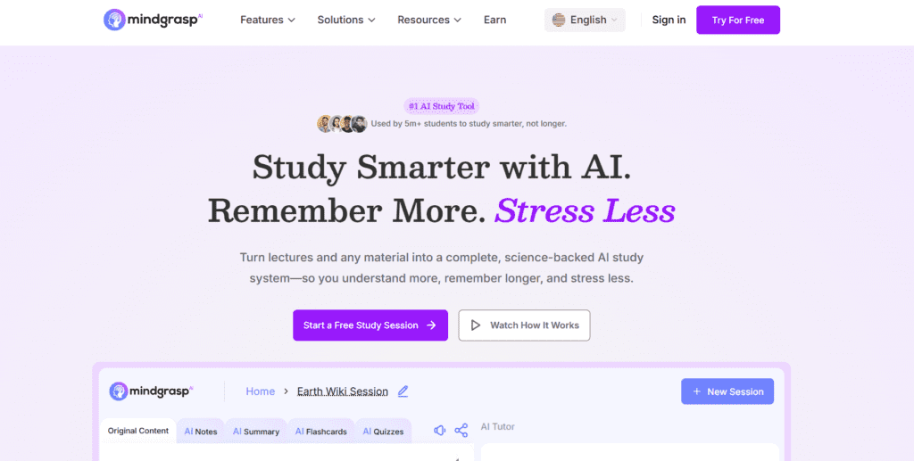 Mindgrasp - AI Study Tool for Students and Professionals