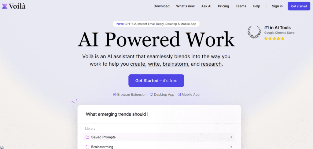 Voilà AI Assistant, Chat and Writer for maximum productivity