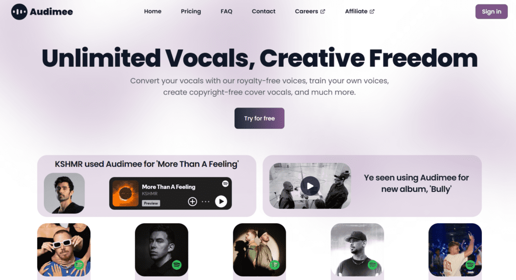 Audimee AI - Unlimited Vocals, Creative Freedom