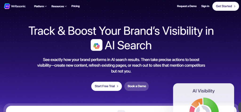 Writesonic - AI Search Visibility Tracking & Optimization Platform