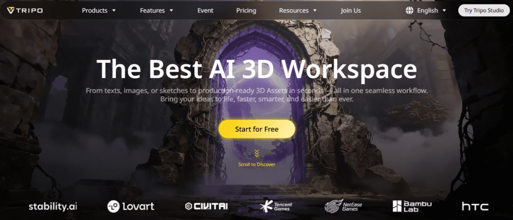 Tripo | Easy 2D to 3D: Free AI 3D Models From Images or Texts