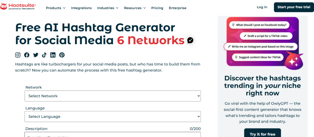 Hootsuite's generator is a convenient tool for managing social media posts.
