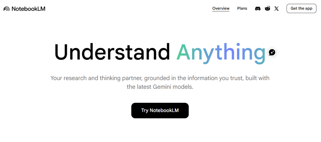 Google NotebookLM | AI Research Tool & Thinking Partner

