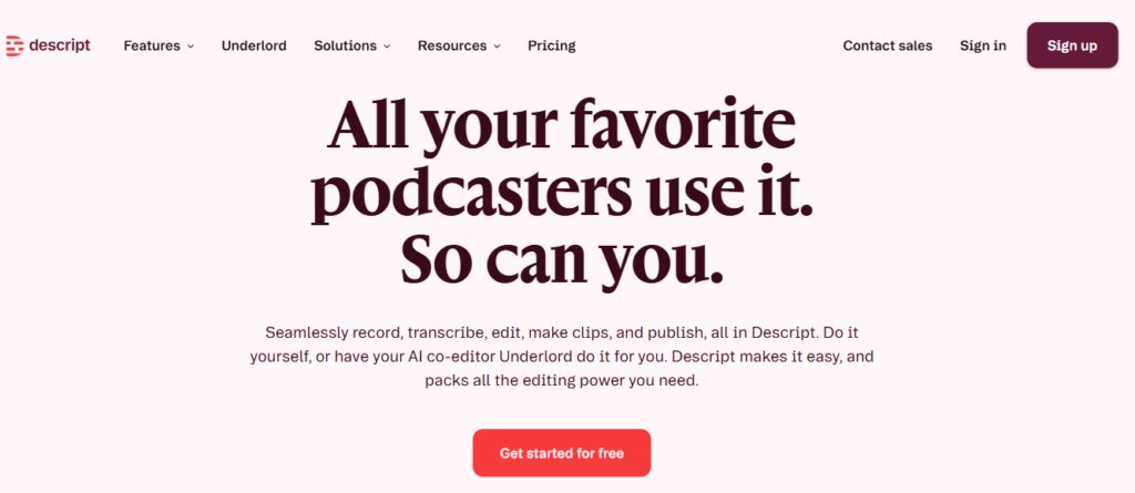 Descript – AI Video & Podcast Editor | Free, Online
