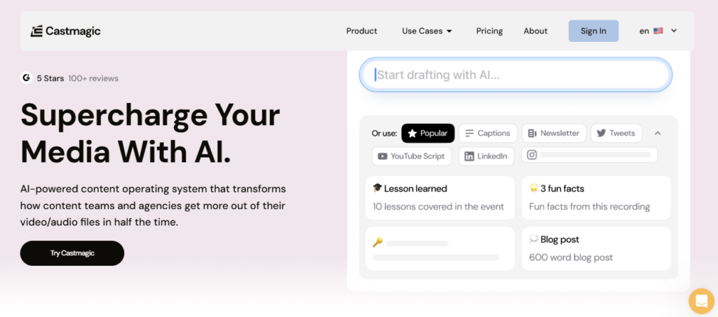 Castmagic - 10x Audio Content With AI

