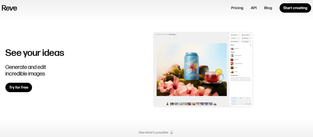 Real-time collaborative AI image editing and generation dashboard in Reve AI