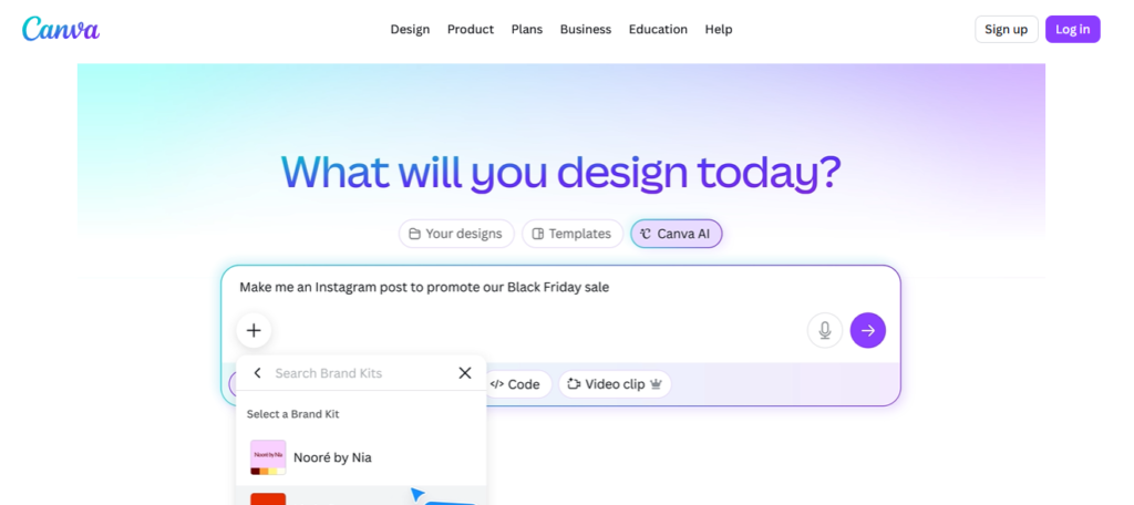 Creating quick social media visuals using Canva AI image generator interface